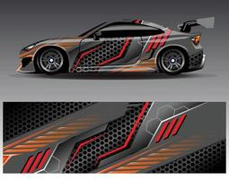 Car wrap design vector. Graphic abstract stripe racing background kit designs for wrap vehicle  race car  rally  adventure and livery vector