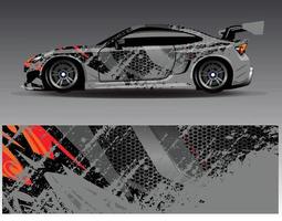 Car wrap design vector. Graphic abstract stripe racing background kit designs for wrap vehicle  race car  rally  adventure and livery vector