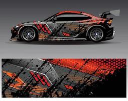 Car wrap design vector. Graphic abstract stripe racing background kit designs for wrap vehicle  race car  rally  adventure and livery vector