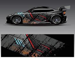 Car wrap design vector. Graphic abstract stripe racing background kit designs for wrap vehicle  race car  rally  adventure and livery vector