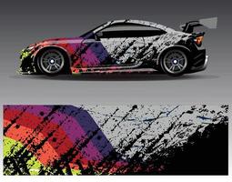 Car wrap design vector. Graphic abstract stripe racing background kit designs for wrap vehicle  race car  rally  adventure and livery vector