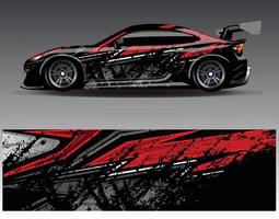 Car wrap design vector. Graphic abstract stripe racing background kit designs for wrap vehicle  race car  rally  adventure and livery vector