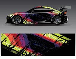 Car wrap design vector. Graphic abstract stripe racing background kit designs for wrap vehicle  race car  rally  adventure and livery vector