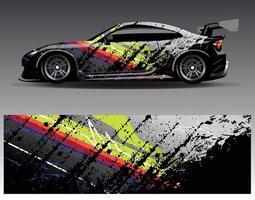 Car wrap design vector. Graphic abstract stripe racing background kit designs for wrap vehicle  race car  rally  adventure and livery vector