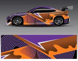 vector de diseño de envoltura de coche. Diseños de kits de fondo de carreras de franjas abstractas gráficas para envolver vehículos carrera de autos rally aventura y librea