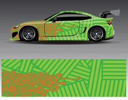 vector de diseño de envoltura de coche. Diseños de kits de fondo de carreras de franjas abstractas gráficas para envolver vehículos carrera de autos rally aventura y librea