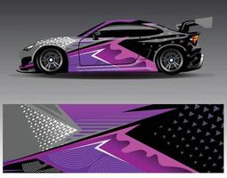 vector de diseño de envoltura de coche. Diseños de kits de fondo de carreras de franjas abstractas gráficas para envolver vehículos carrera de autos rally aventura y librea