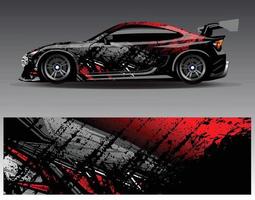 Car wrap design vector. Graphic abstract stripe racing background kit designs for wrap vehicle  race car  rally  adventure and livery vector