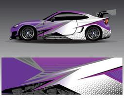 vector de diseño de envoltura de coche. Diseños de kits de fondo de carreras de franjas abstractas gráficas para envolver vehículos carrera de autos rally aventura y librea