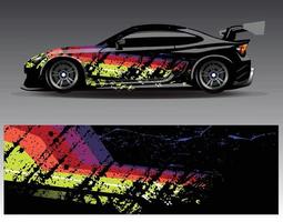 Car wrap design vector. Graphic abstract stripe racing background kit designs for wrap vehicle  race car  rally  adventure and livery vector