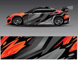 vector de diseño de envoltura de coche. Diseños de kits de fondo de carreras de franjas abstractas gráficas para envolver vehículos carrera de autos rally aventura y librea