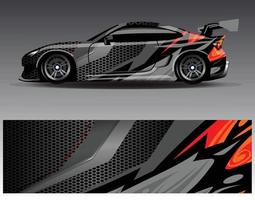 Car wrap design vector. Graphic abstract stripe racing background kit designs for wrap vehicle  race car  rally  adventure and livery vector