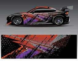 Car wrap design vector. Graphic abstract stripe racing background kit designs for wrap vehicle  race car  rally  adventure and livery vector