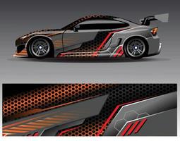 Car wrap design vector. Graphic abstract stripe racing background kit designs for wrap vehicle  race car  rally  adventure and livery vector