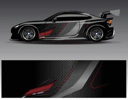 Car wrap design vector. Graphic abstract stripe racing background kit designs for wrap vehicle  race car  rally  adventure and livery vector