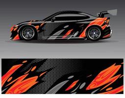 Car wrap design vector. Graphic abstract stripe racing background kit designs for wrap vehicle  race car  rally  adventure and livery vector