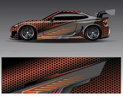 Car wrap design vector. Graphic abstract stripe racing background kit designs for wrap vehicle  race car  rally  adventure and livery vector