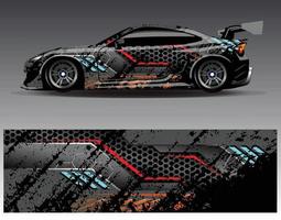 Car wrap design vector. Graphic abstract stripe racing background kit designs for wrap vehicle  race car  rally  adventure and livery vector