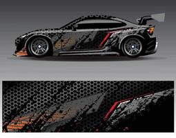 Car wrap design vector. Graphic abstract stripe racing background kit designs for wrap vehicle  race car  rally  adventure and livery vector