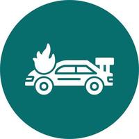 Accident Car In Fire Vector Icon