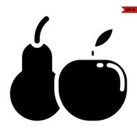 manzana con Pera Fruta glifo icono vector