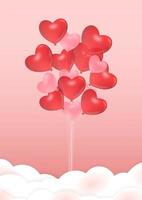 heart balloon valentine cloud vector