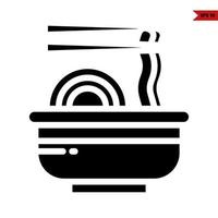 noodle in bowl with chopsticks glyph icon vector
