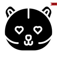 eye heart cat emoticon glyph icon vector