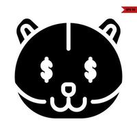 dinero ojo en gato emoticon glifo icono vector