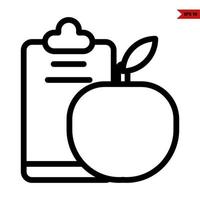 clipboard with apple fruit  line icon vector