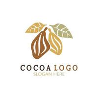 cocoa logo,cocoa bean,cocoa tree,cocoa branches and leaves,chocolate mix on white background,vintage,modern,simple,minimalist icon illustration template design vector