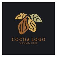 cocoa logo,cocoa bean,cocoa tree,cocoa branches and leaves,chocolate mix on white background,vintage,modern,simple,minimalist icon illustration template design vector