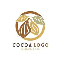 cocoa logo,cocoa bean,cocoa tree,cocoa branches and leaves,chocolate mix on white background,vintage,modern,simple,minimalist icon illustration template design vector