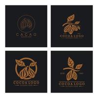 cocoa logo,cocoa bean,cocoa tree,cocoa branches and leaves,chocolate mix on white background,vintage,modern,simple,minimalist icon illustration template design vector