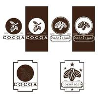 cocoa logo,cocoa bean,cocoa tree,cocoa branches and leaves,chocolate mix on white background,vintage,modern,simple,minimalist icon illustration template design vector