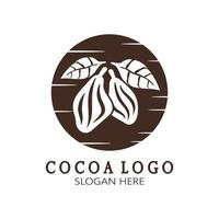 cocoa logo,cocoa bean,cocoa tree,cocoa branches and leaves,chocolate mix on white background,vintage,modern,simple,minimalist icon illustration template design vector