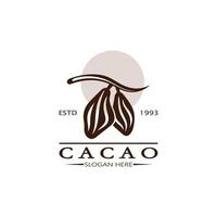 cacao logotipo,cacao frijol, cacao árbol,cacao ramas y hojas,chocolate mezcla en blanco fondo, vintage, moderno, simple, minimalista icono ilustración modelo diseño vector