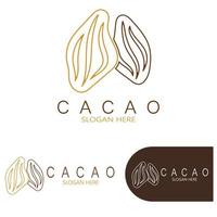 cocoa logo,cocoa bean,cocoa tree,cocoa branches and leaves,chocolate mix on white background,vintage,modern,simple,minimalist icon illustration template design vector