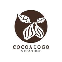 cocoa logo,cocoa bean,cocoa tree,cocoa branches and leaves,chocolate mix on white background,vintage,modern,simple,minimalist icon illustration template design vector