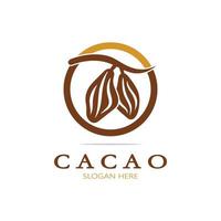 cacao logotipo,cacao frijol, cacao árbol,cacao ramas y hojas,chocolate mezcla en blanco fondo, vintage, moderno, simple, minimalista icono ilustración modelo diseño vector