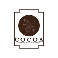 cocoa logo,cocoa bean,cocoa tree,cocoa branches and leaves,chocolate mix on white background,vintage,modern,simple,minimalist icon illustration template design vector