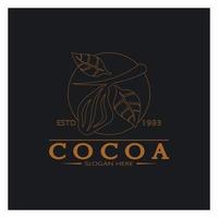 cocoa logo,cocoa bean,cocoa tree,cocoa branches and leaves,chocolate mix on white background,vintage,modern,simple,minimalist icon illustration template design vector