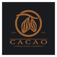 cacao logotipo,cacao frijol, cacao árbol,cacao ramas y hojas,chocolate mezcla en blanco fondo, vintage, moderno, simple, minimalista icono ilustración modelo diseño vector