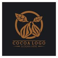 cocoa logo,cocoa bean,cocoa tree,cocoa branches and leaves,chocolate mix on white background,vintage,modern,simple,minimalist icon illustration template design vector