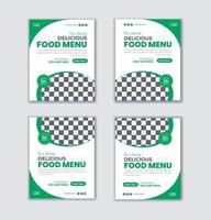 Food menu social media post banner design template set bundle or restaurant food business online post banner vector layout template, food banner design