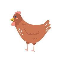 Cute chicken, vector flat hand drawn illustration, Easter design element