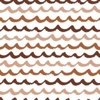 Monochrome abstract brown and iced coffee colors waves seamless pattern. Vector hand drawn background. Repeated wallpaper, cover or fabric backdrop.