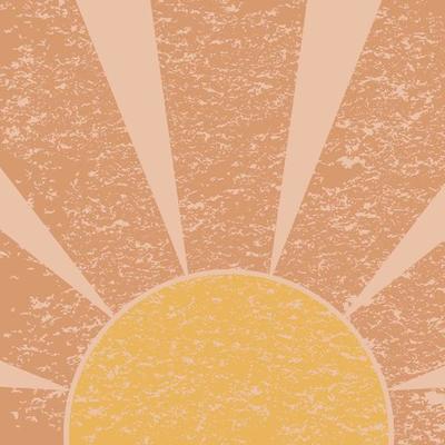Groovy retro sunshine poster Groovy sun pastel background, wall art Vintage retro 70s print. Groovy striped background rays on center. Sunburst sunburst vintage background. Pastel vector illustration.
