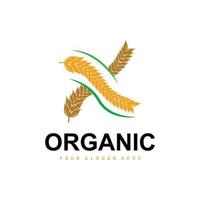 Wheat Rice Logo, Agricultural Organic Plants Vector, Luxury Design Golden Bakery Ingredients vector