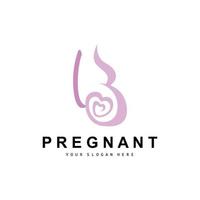 Pregnant Logo, Pregnant Mother Care Design, Vector Beauty Pregnant Mom and Baby, Icon Template Illustration